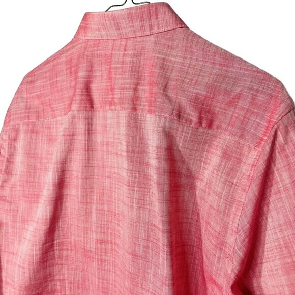 Mens Dres Button Down Shirt Slim Fit Cross Hatch Size XL 42 Light Red u - Picture 7 of 9